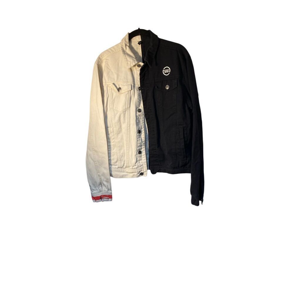 Young & reckless, men’s black and white light weight denim jacket, med